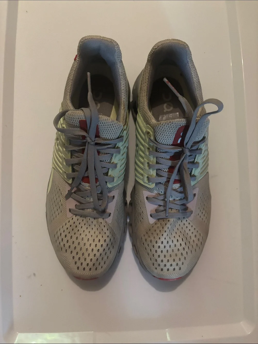 Light Gray Athletic Sneakers with Mint Accents